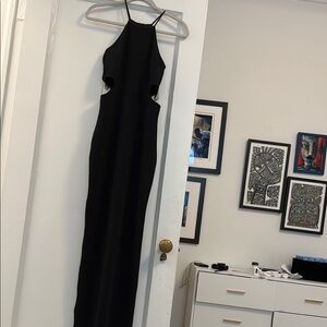 Black Backless Halter Cocktail Dress